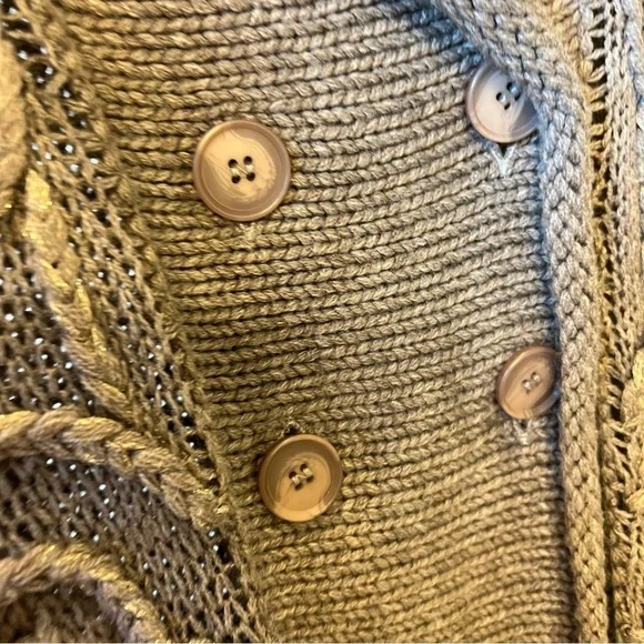 Tribal Lagenlook double breasted buttondown poncho cardigan, chunky knit OS - Picture 5 of 11